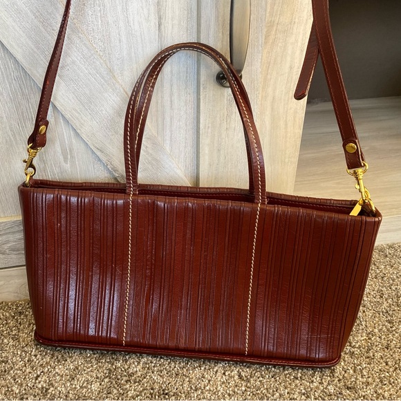 Vintage CEM Brown Leather 80's/90's Shoulder Handled Crossbody Handbag - Picture 6 of 14